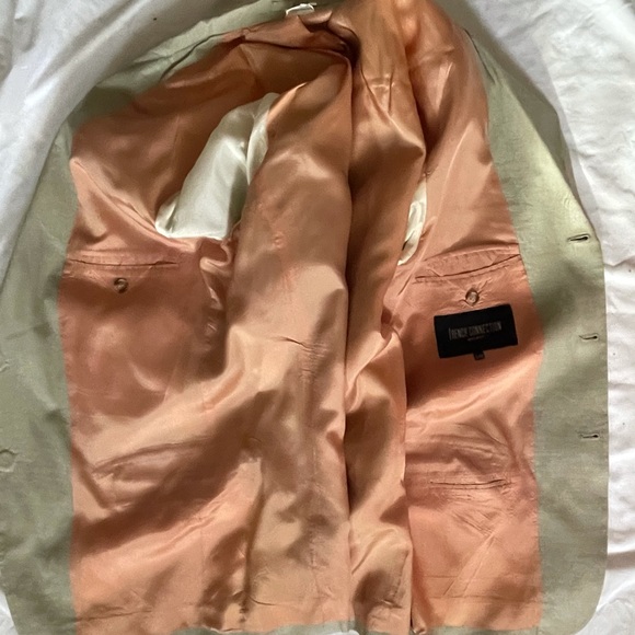 Linen sports coat, green-grey 42L. Fully lined - Picture 4 of 4